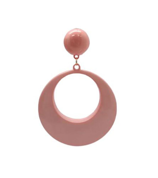 Plastic Flamenco Earring. Giant hoop. Pink
